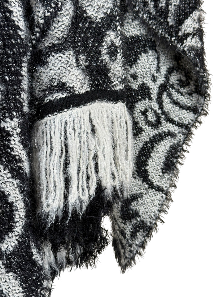 St. John Fringe & Print Knit Shawl