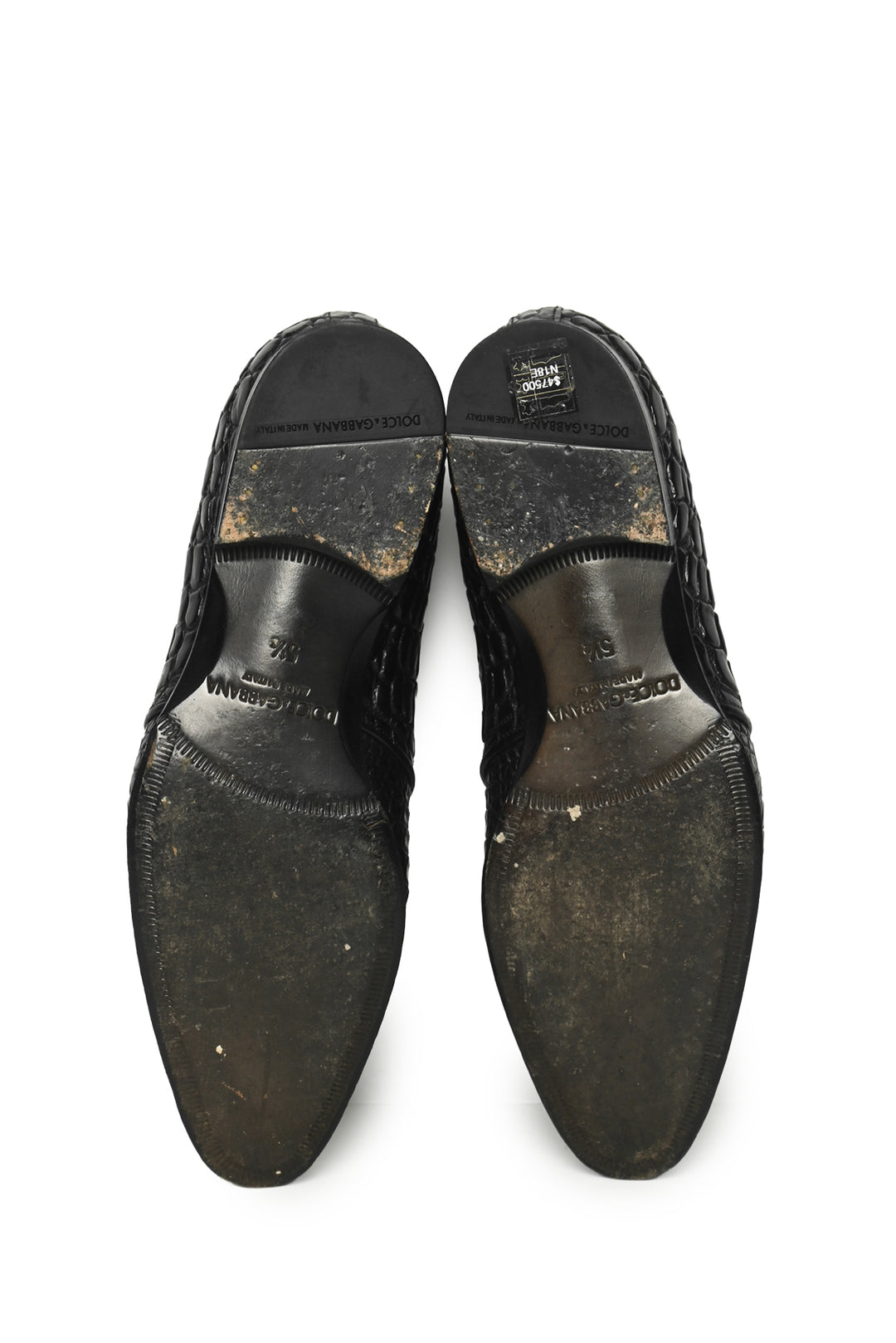 Dolce & Gabbana Men's Size 6.5 Croc Leather Derby Shoes