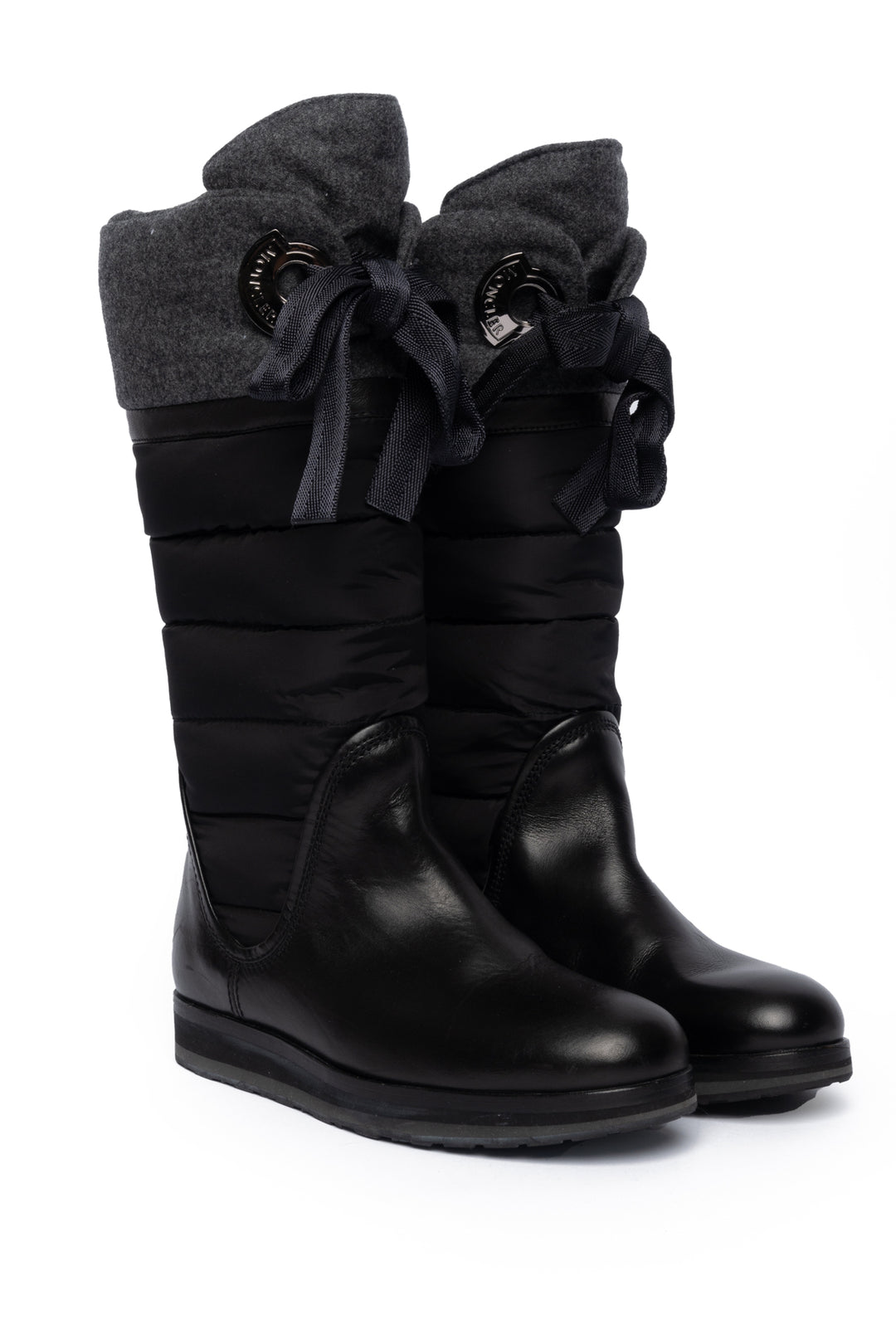 Moncler Size 37 Quilted Nylon & Leather Boots