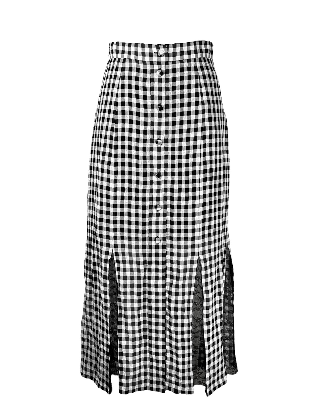 Philosophy Di Lorenzo Serafini Size 4 Gingham & Lace Pleated Long Skirt