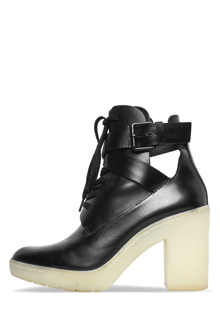 Alexander Wang Size 36 Lace-Up Cutout Leather Ankle Boots