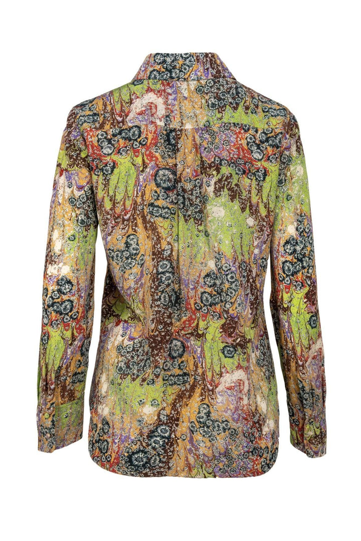 Chloe Size 34 Multicolour Marble Print Silk Blouse