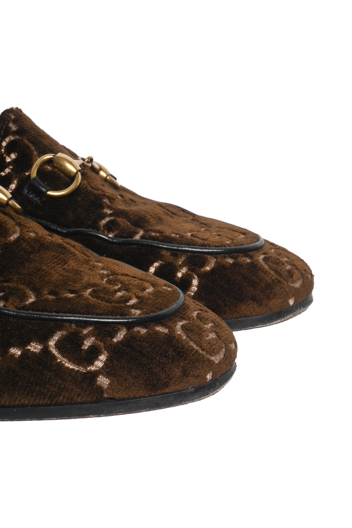 Gucci Size 36.5 GG Monogram Velvet Horsebit Jordaan Loafers