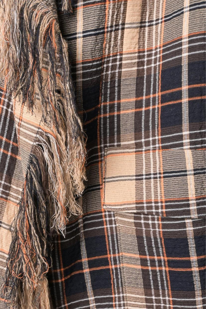 Chloe Size 36 Fringe Plaid Wrap Coat