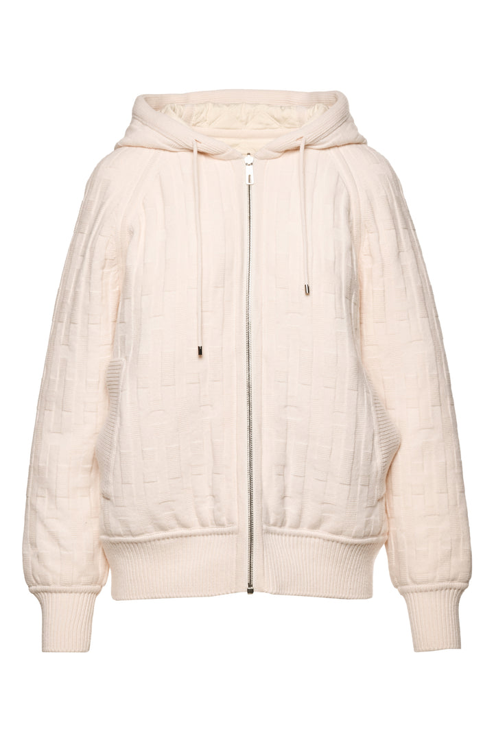 Hermes Size 36 H Knit & Quilted Reversible Hooded Down Jacket