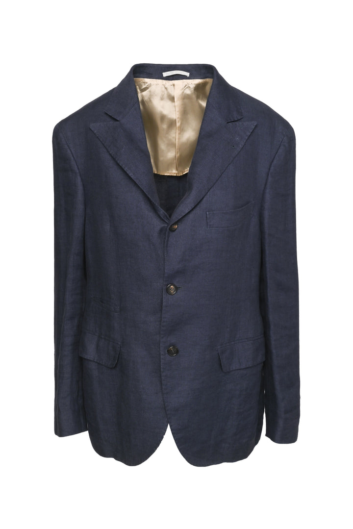Brunello Cucinelli Size 40 Men's 3 Button Peaked Lapel Linen Blazer
