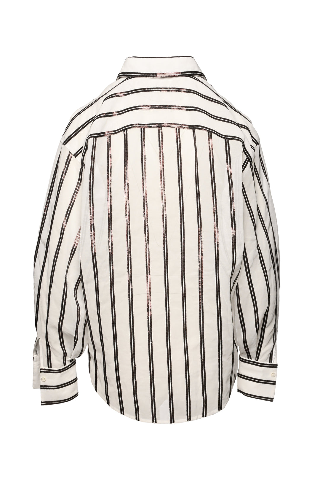 Brunello Cucinelli Size XS Cotton Organza Sequin Striped Shirt