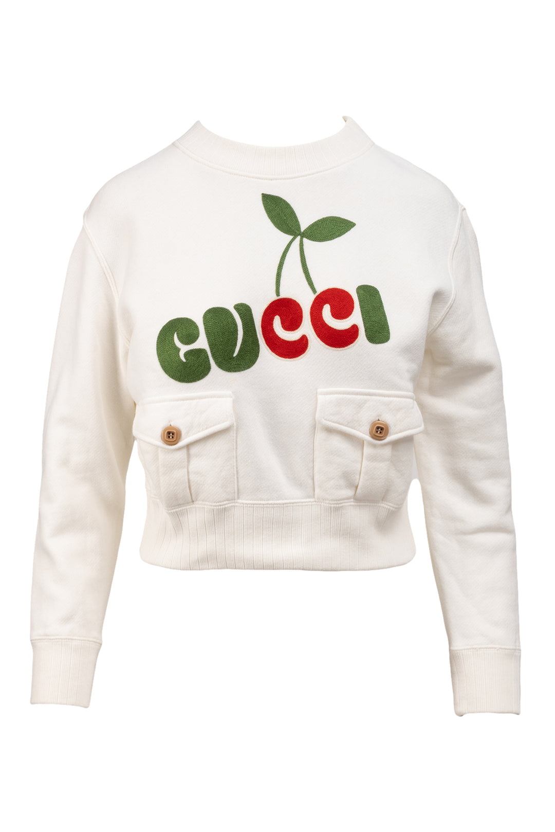 Gucci Size S Cherry Embroidered Front Pocket Sweatshirt