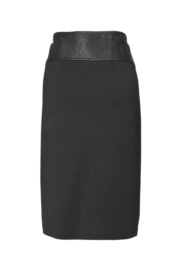 St. John Size 12 Leather Trimmed Skirt