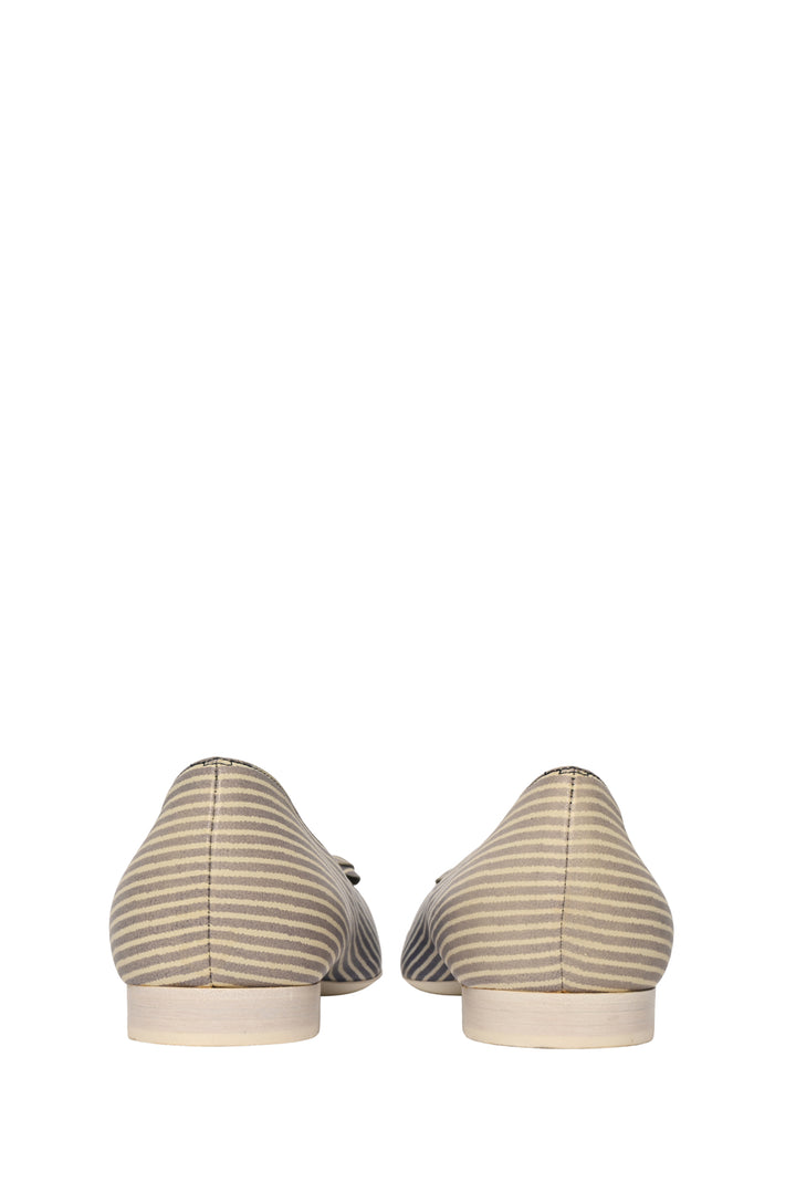Chanel Size 38.5 Striped Camellia Ballet Flats