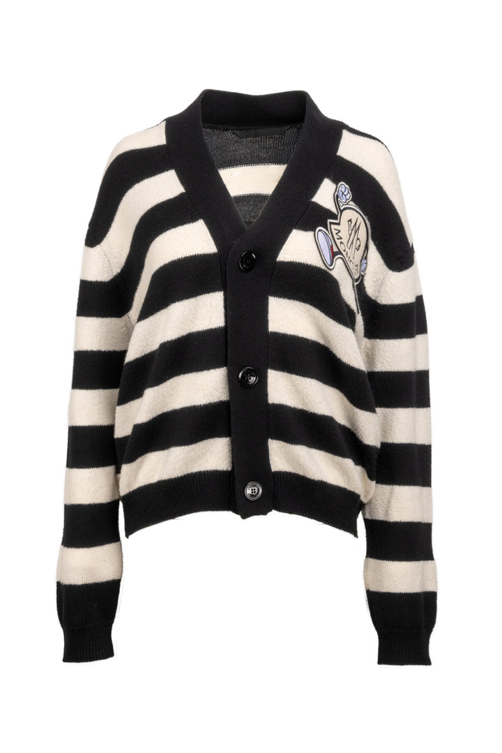 Moncler Size S Striped Logo Cardigan