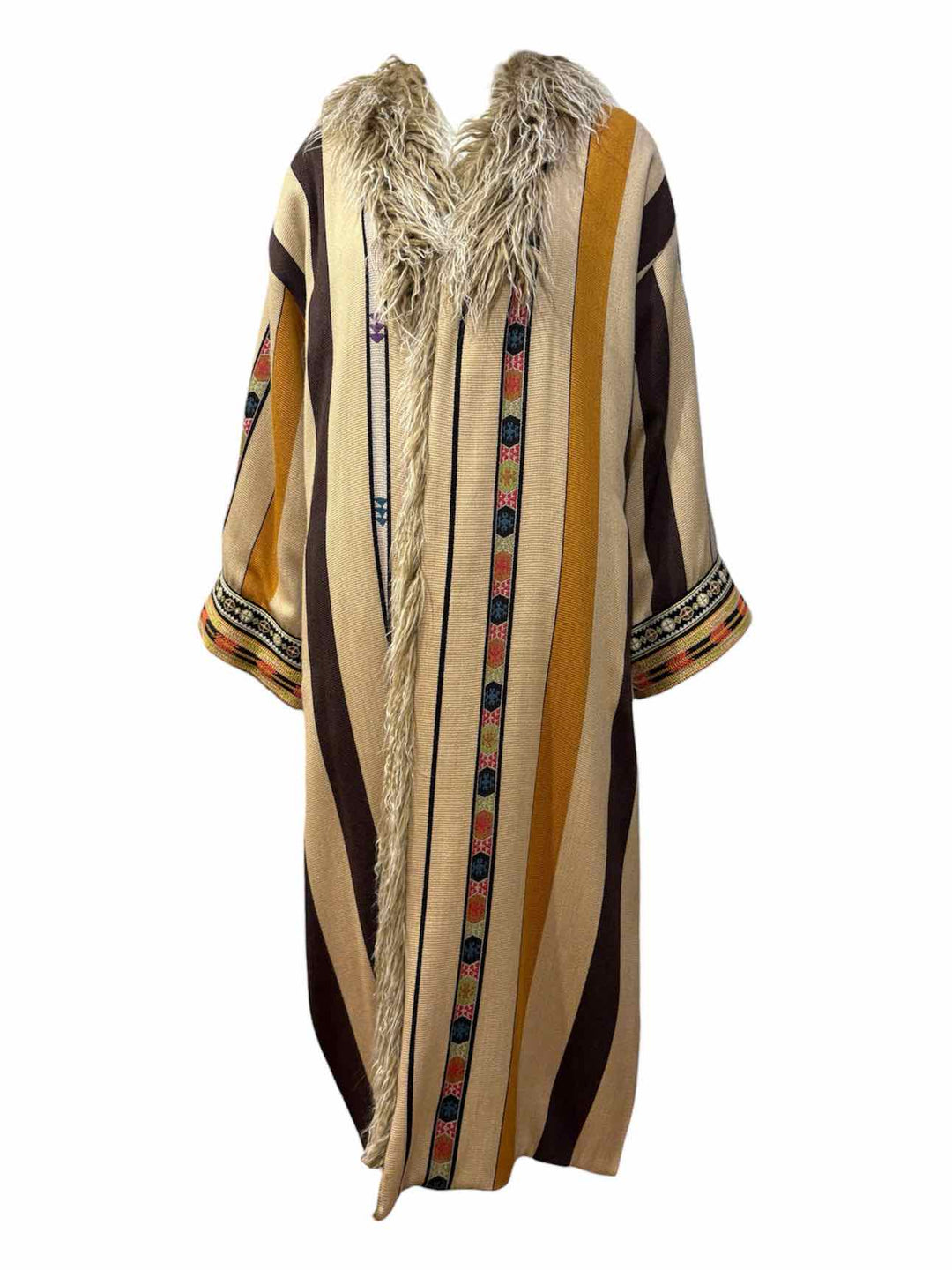 Etro Embroidered Faux Fur Lined Size 46 Coat