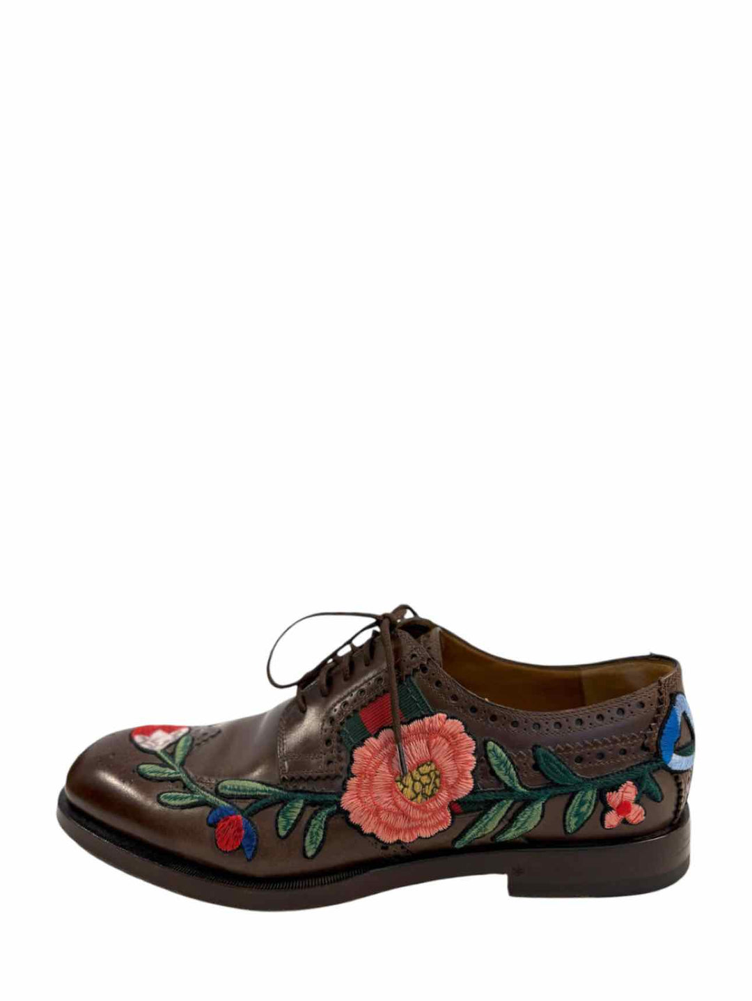 Gucci Floral Embroidered Web Brogue Size 10 Men's Shoes