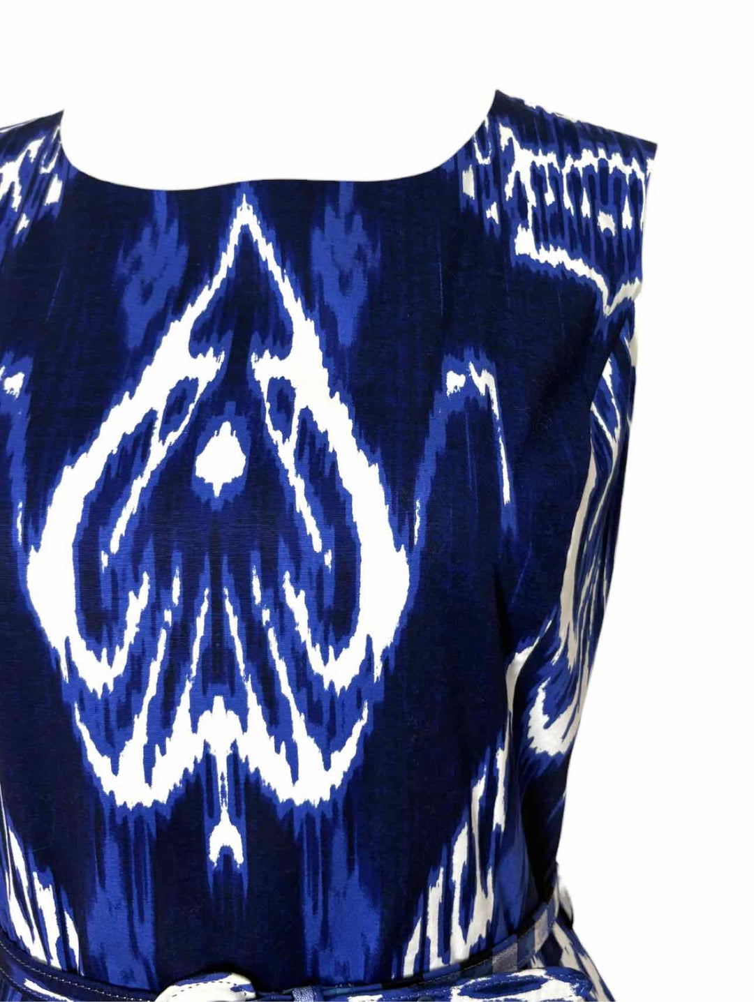 Oscar De La Renta Size 6 Cotton Ikat Pattern Sleeveless Cotton Dress