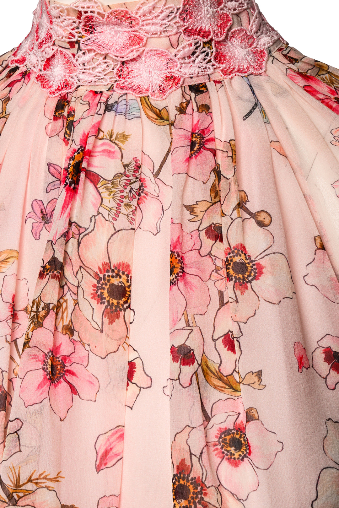 Giambattista Valli Size L Chiffon Floral Long Sleeve Tops