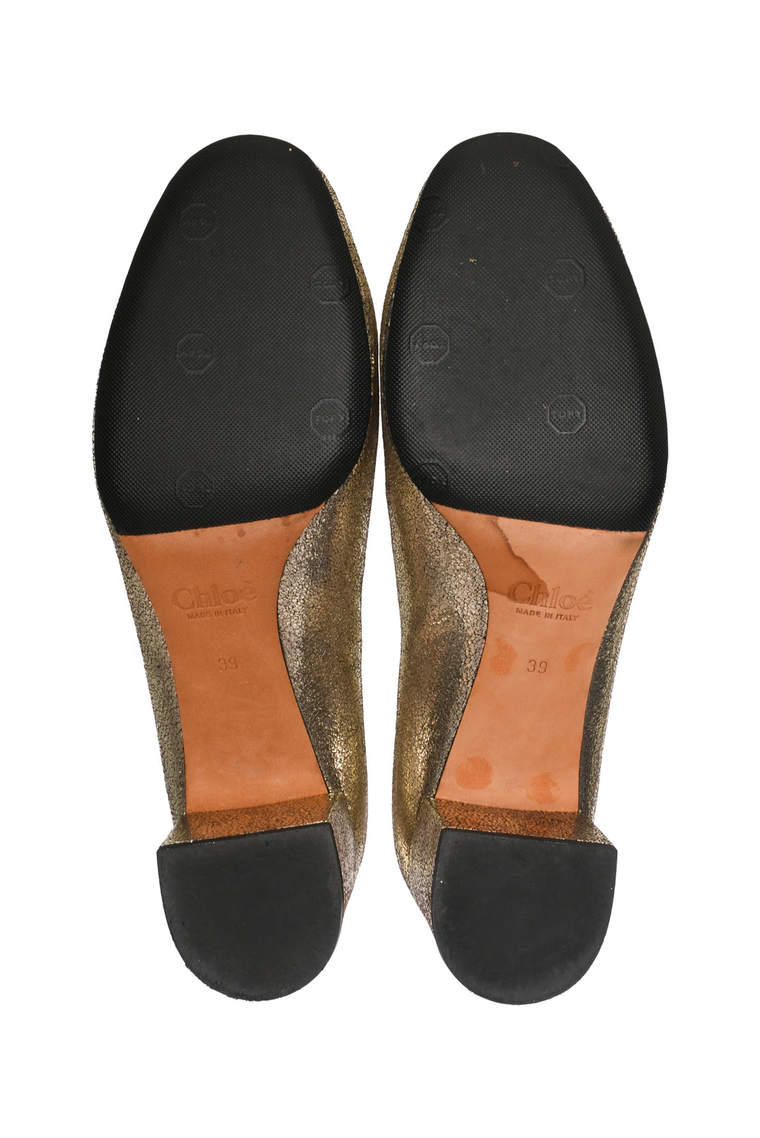 Chloe Size 39 Metallic Scalloped Lauren Mid Heel Pumps