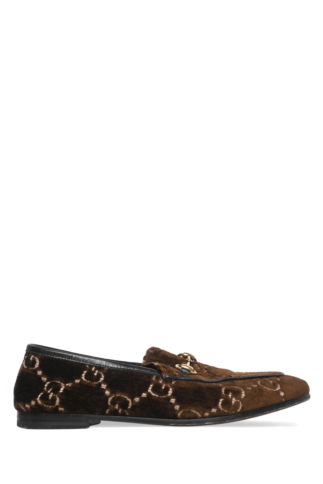 Gucci Size 36.5 GG Monogram Velvet Horsebit Jordaan Loafers