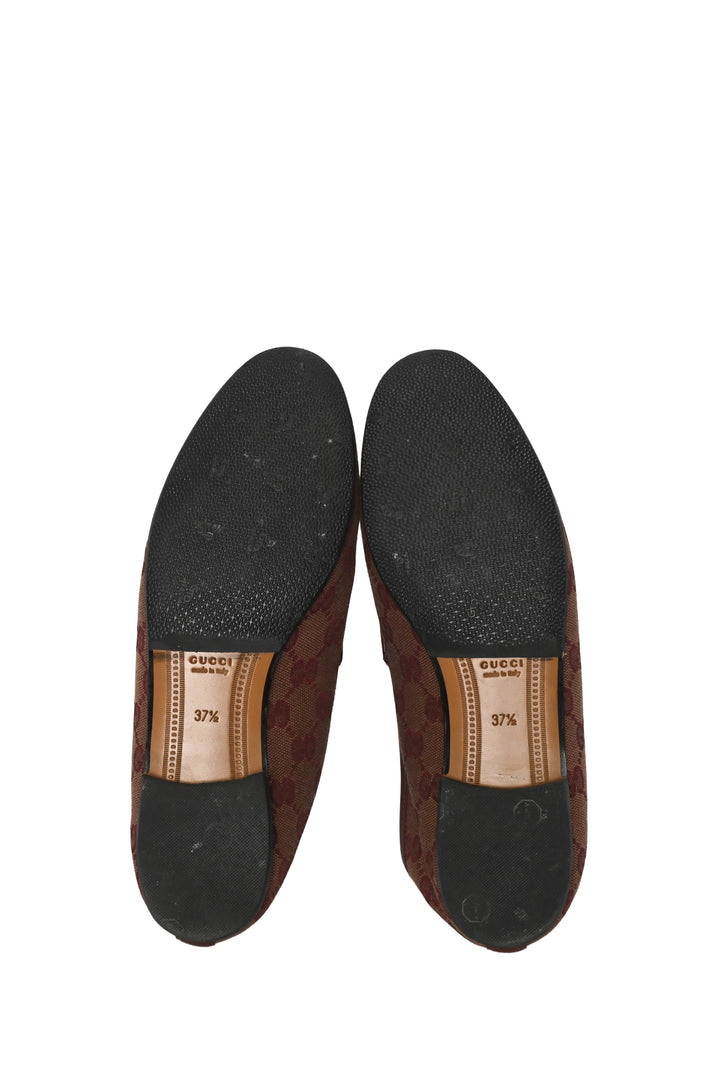 Gucci Size 37.5 Canvas GG Jordaan Loafers