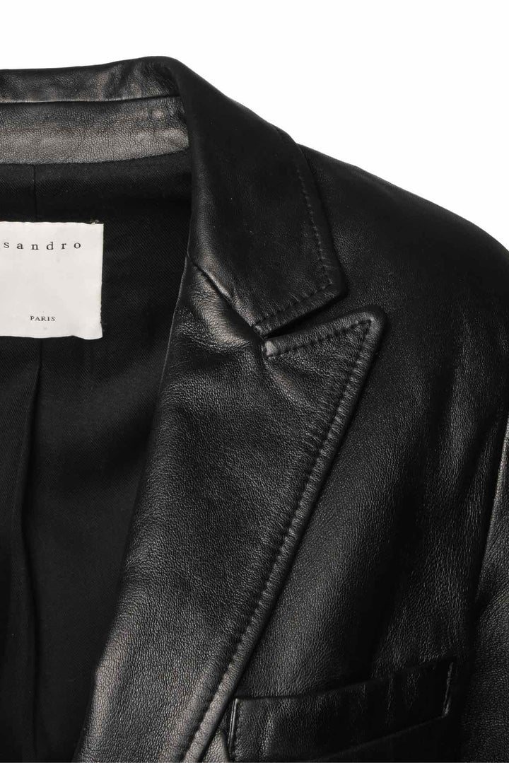 Sandro Size 2 Lamb Leather Single Button Blazer