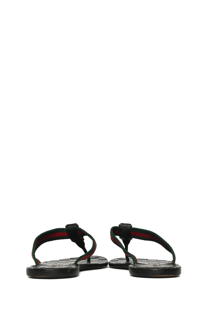 Gucci Size 39 GG Embossed Leather & Web Thong Sandals