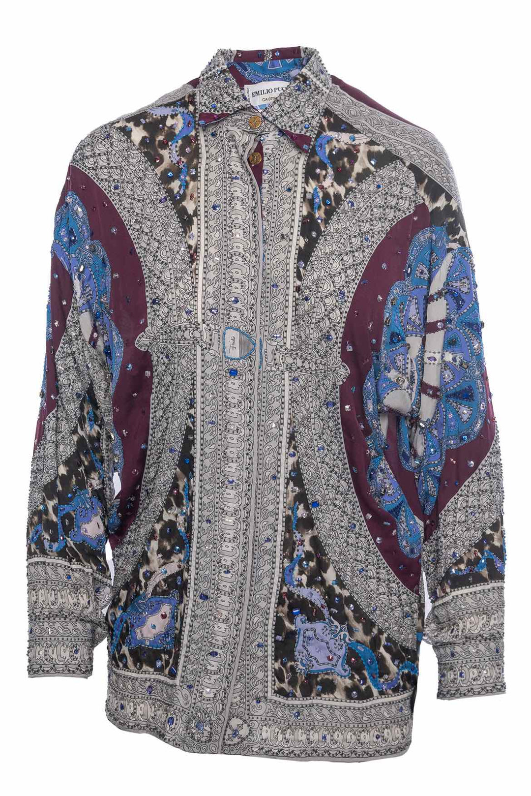 Emilio Pucci Crystal Beaded Silk Size 6 Blouse