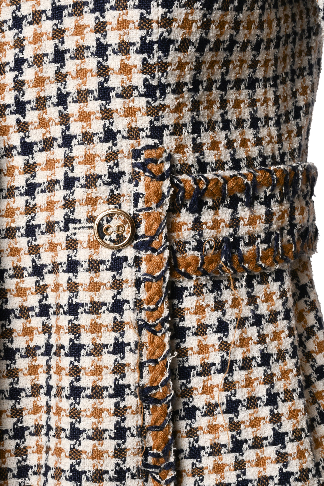 Chanel Size 4 2008 Houndstooth Tweed 3/4 Sleeve Jacket