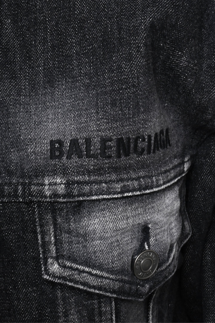 Balenciaga Size 34 2019 Embroidered Back Logo Denim Jacket