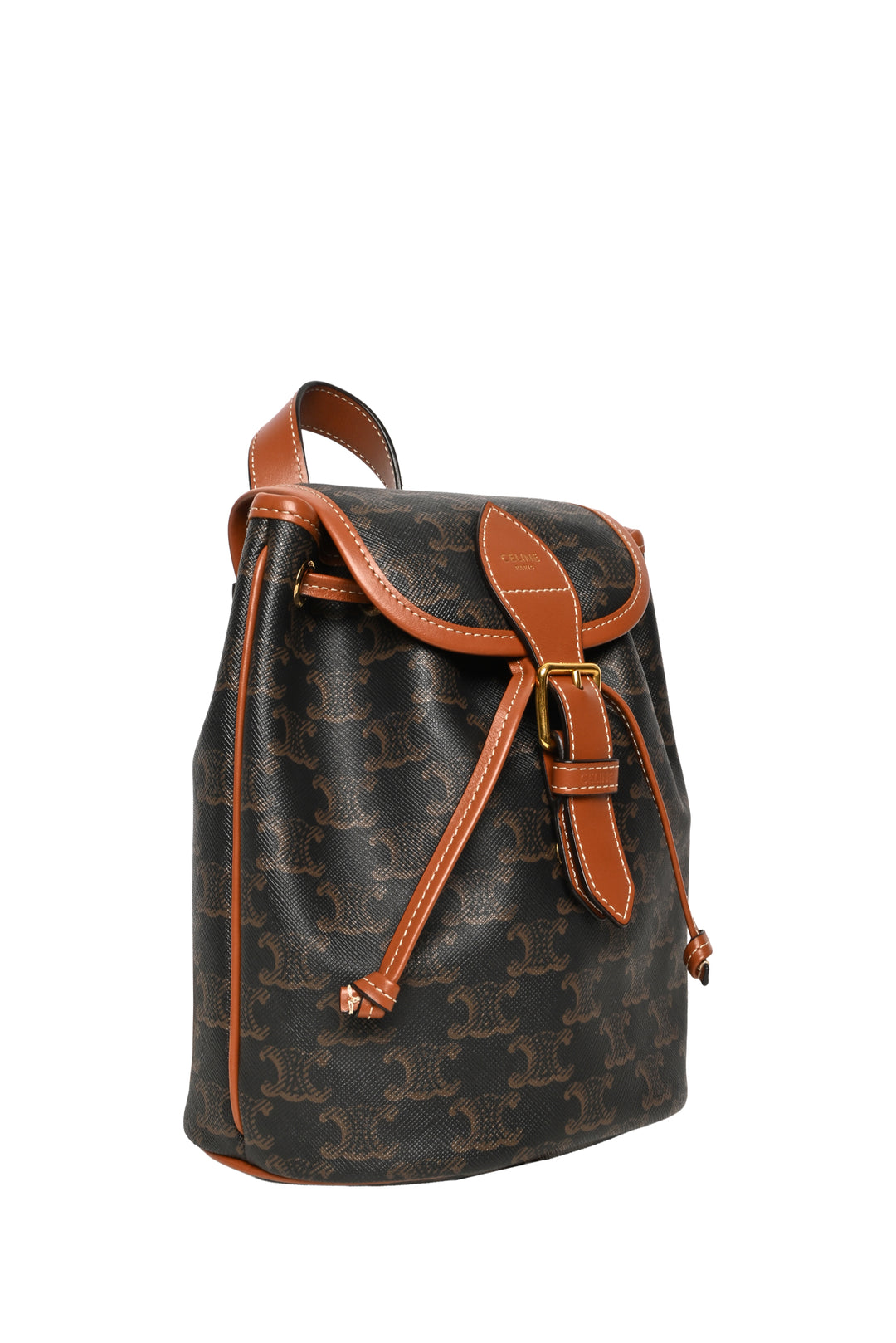 Celine 2021 Mini Backpack Folco in Triomphe Canvas & Calfskin