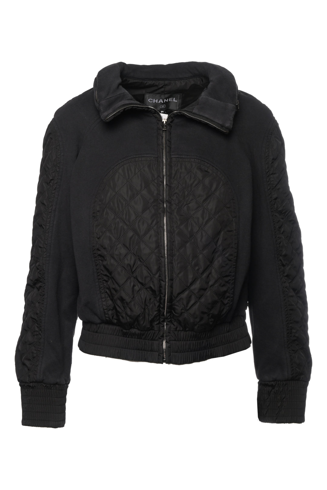 Chanel Size 34 Quilted Cotton Bomber Jacket