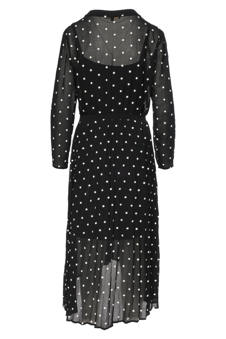 maje Size 4 Rivoli Micro-Floral Embroidered Midi Dress