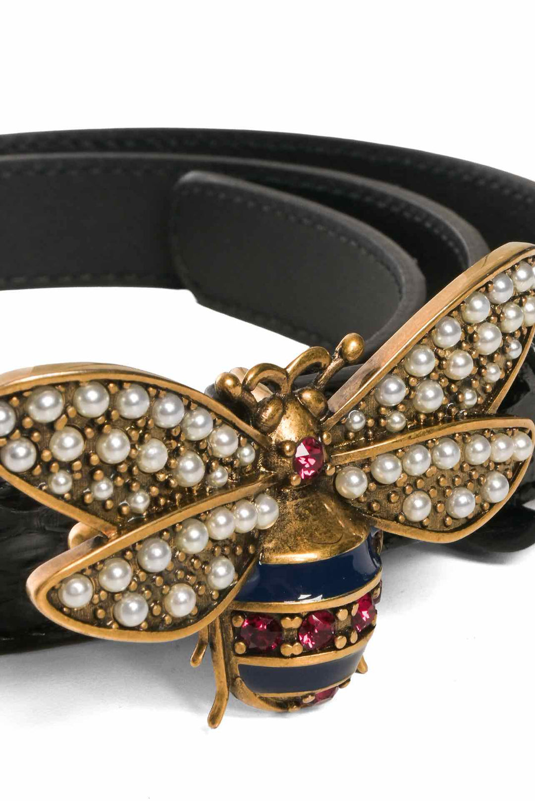 Gucci Size 34 Queen Margaret Bee Croc Effect Belt