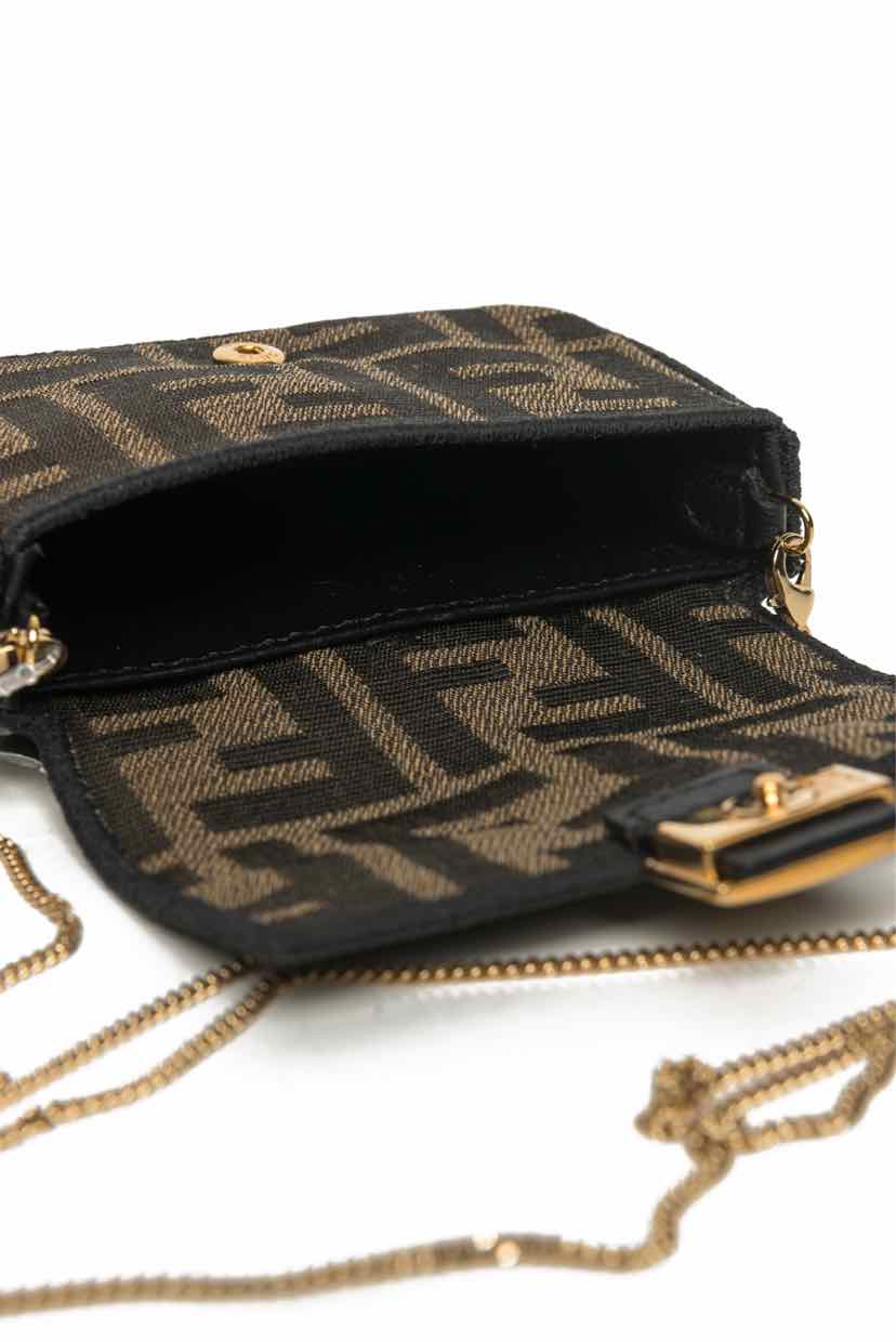 Fendi Zucca Nano Baguette Charm Chain Crossbody