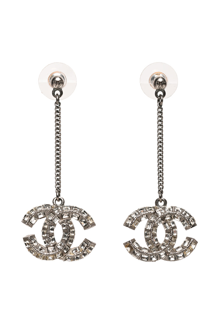 Chanel CC Crystal Drop Earrings