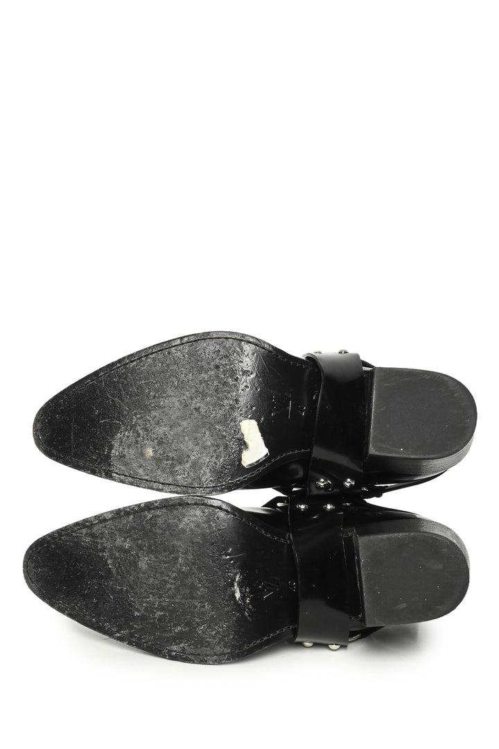 Louis Vuitton Size 40 Monogram Canvas Black Patent Leather Rhapsody Ankle Boots