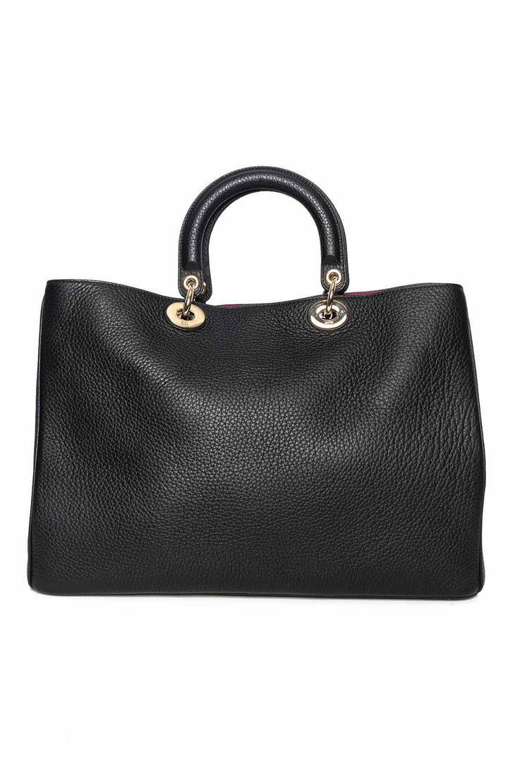 Christian Dior Black Pebbled Leather Large Diorissimo Tote