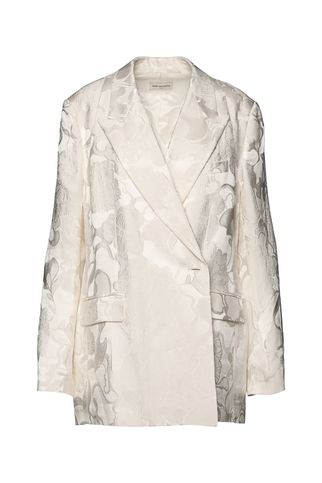 Dries Van Noten Size 10 Blanchet Jacquard Satin Blazer
