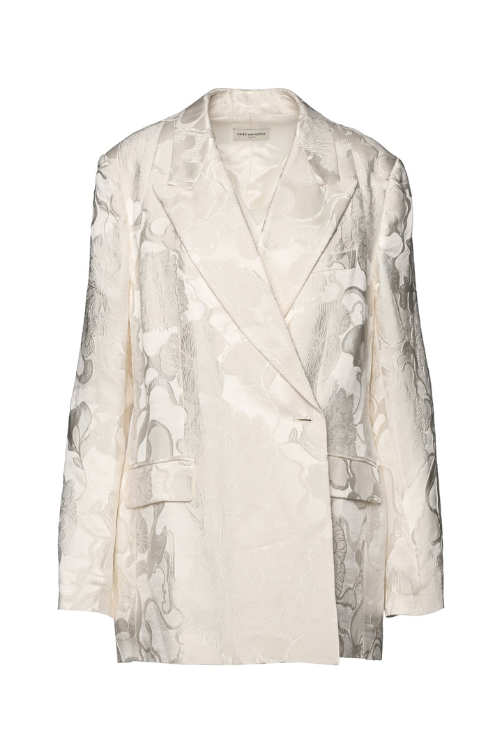 Dries Van Noten Size 10 Blanchet Jacquard Satin Blazer