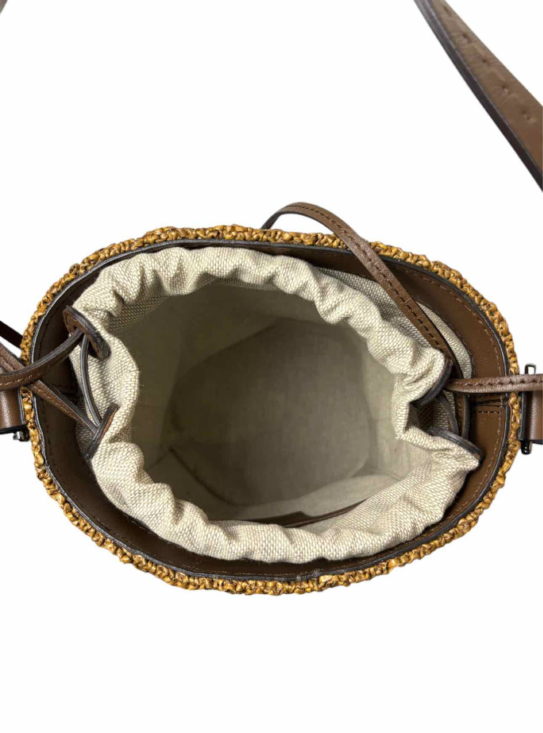 Maxmara Woven Bucket Bag Leather Trim Purse