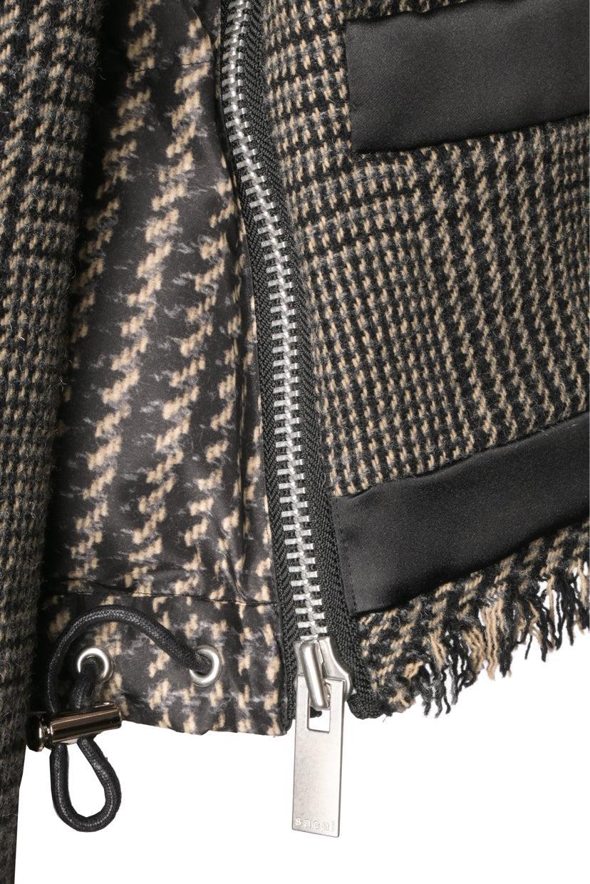 Sacai Size 1 Glencheck Fray-trimmed Padded Jacket