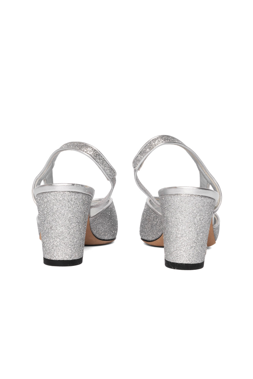 Chanel Size 37 Glitter & Grosgrain Cap Toe Slingback Pumps