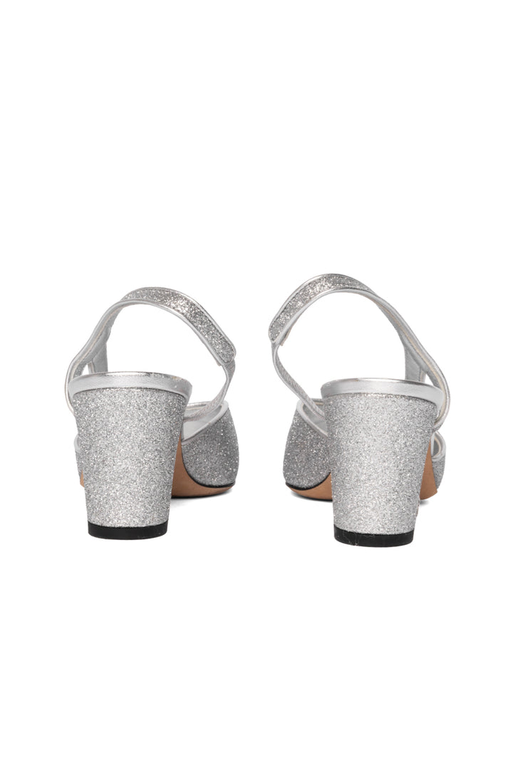 Chanel Size 37 Glitter & Grosgrain Cap Toe Slingback Pumps