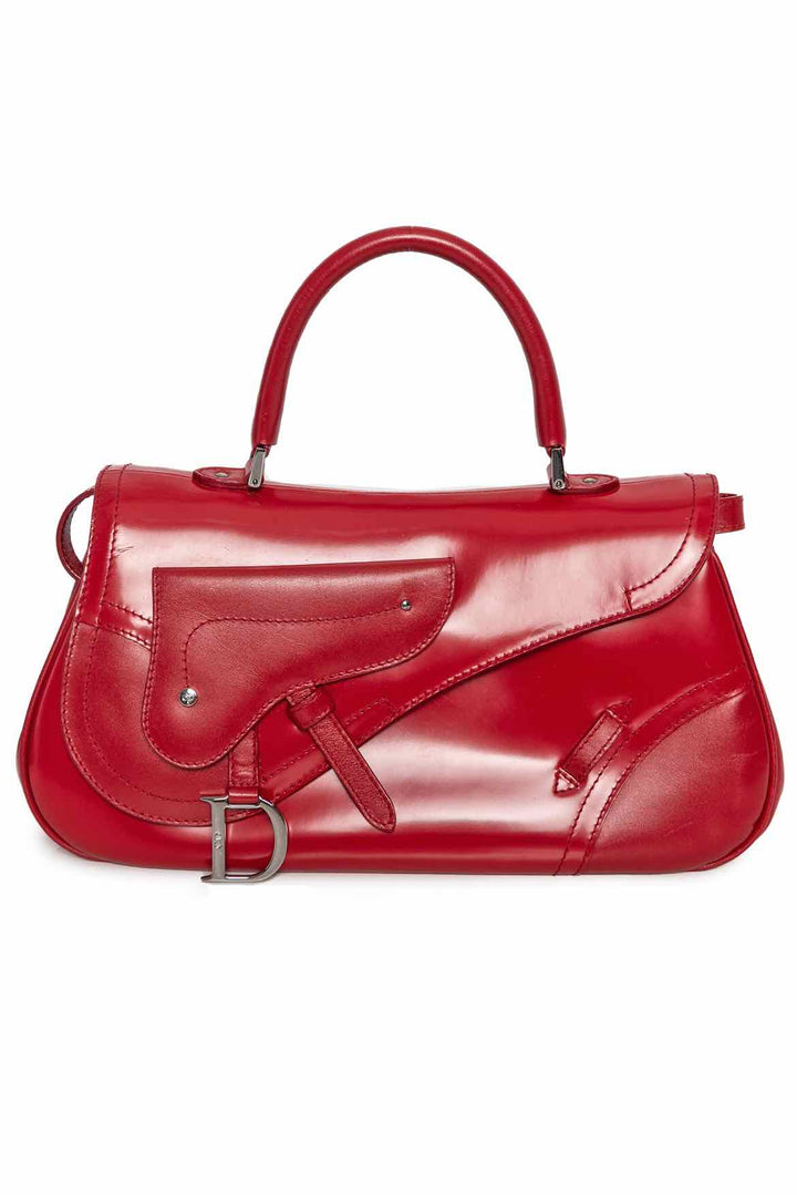 Christian Dior 2003 Calfskin and Patent Leather Saddlebag