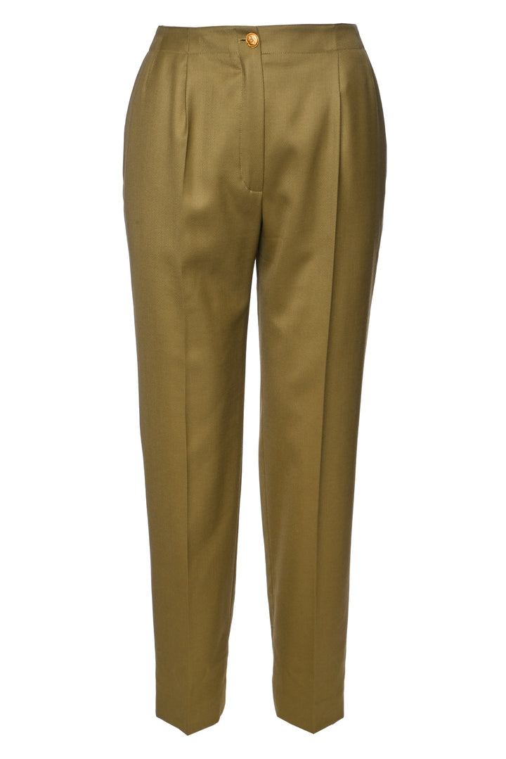 Chanel Size 38 1996 Belted Safari CC Jacket & Pant Suit
