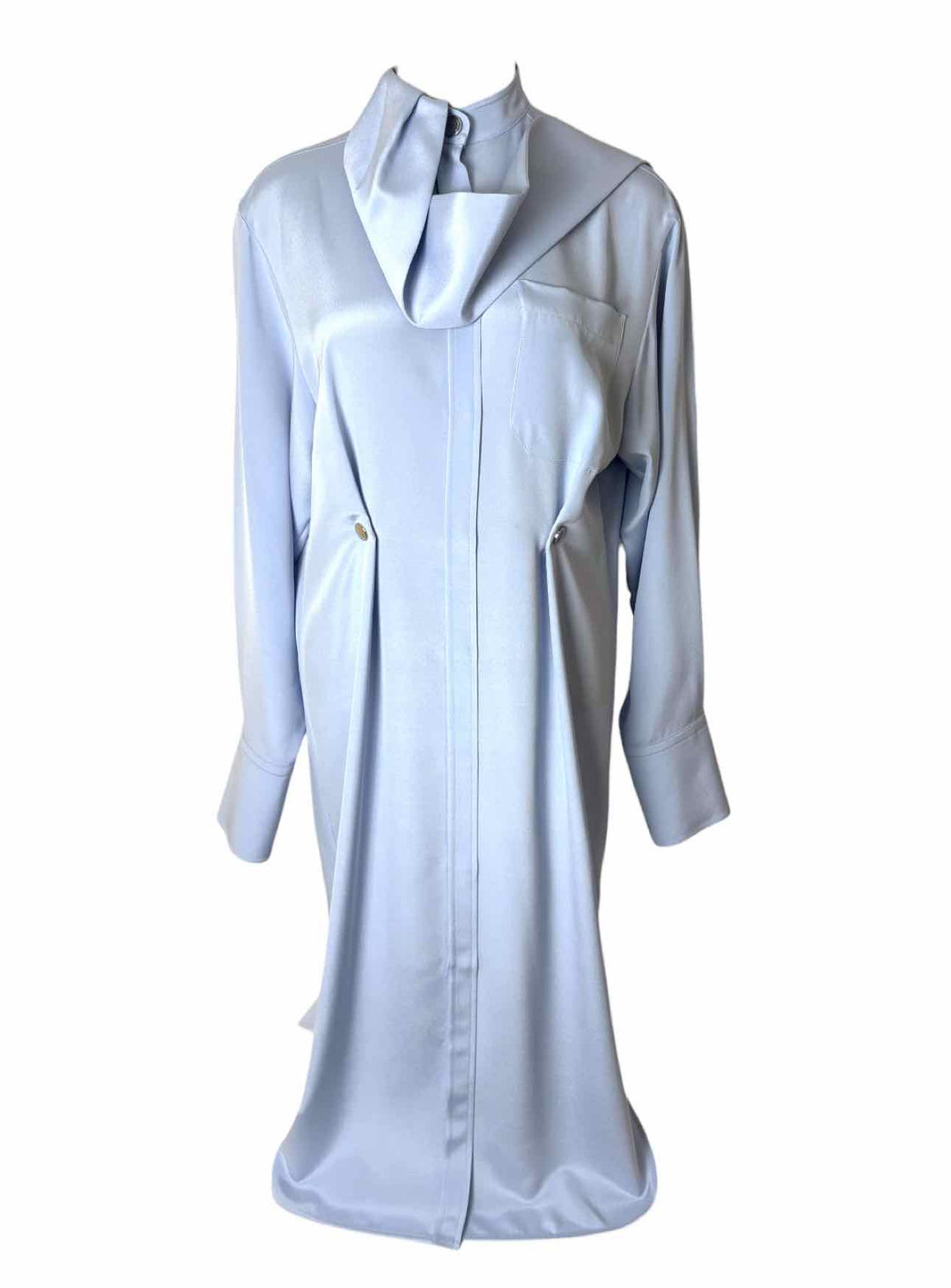Sportmax Size 40 Sky Blue Silk Shirt Dress w/Scarf  Dress