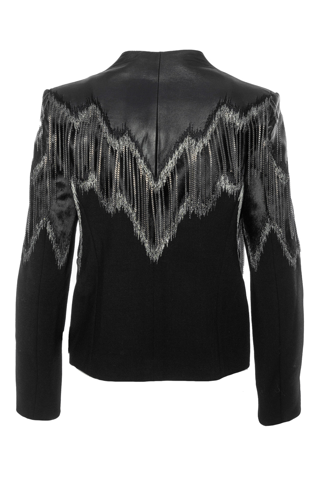 Emilio Pucci Size 6 Wool Blend Calf Hair Fringe Jacket