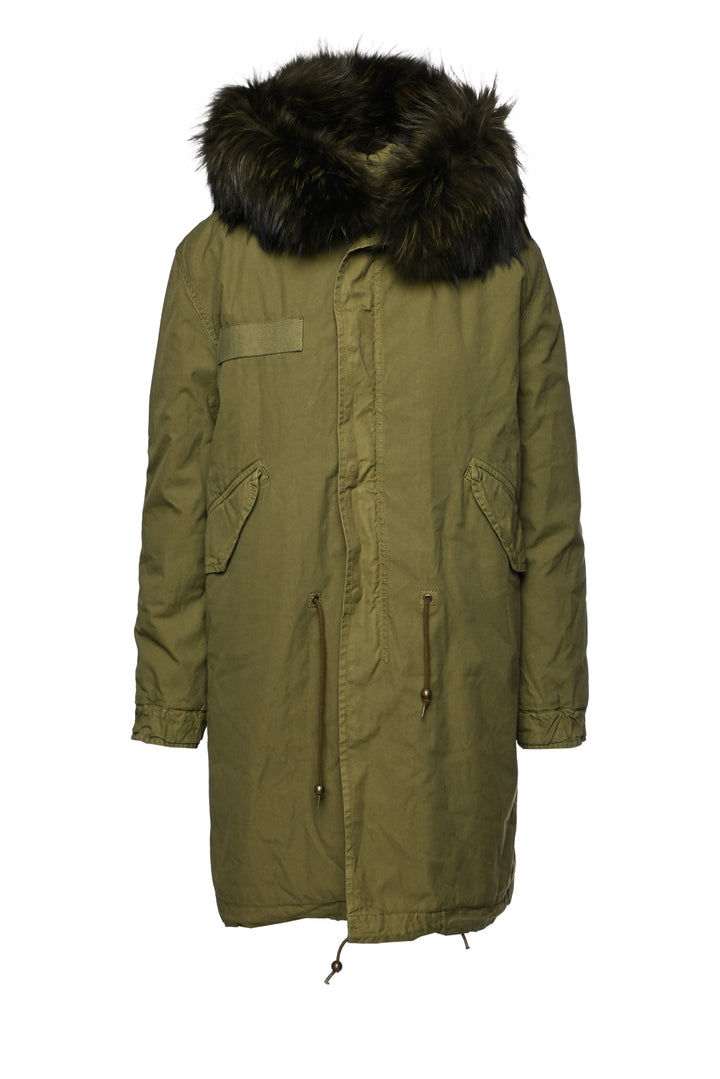 Mr & Mrs Italy Size XXS Racoon Fur Trim Hood Long Parka