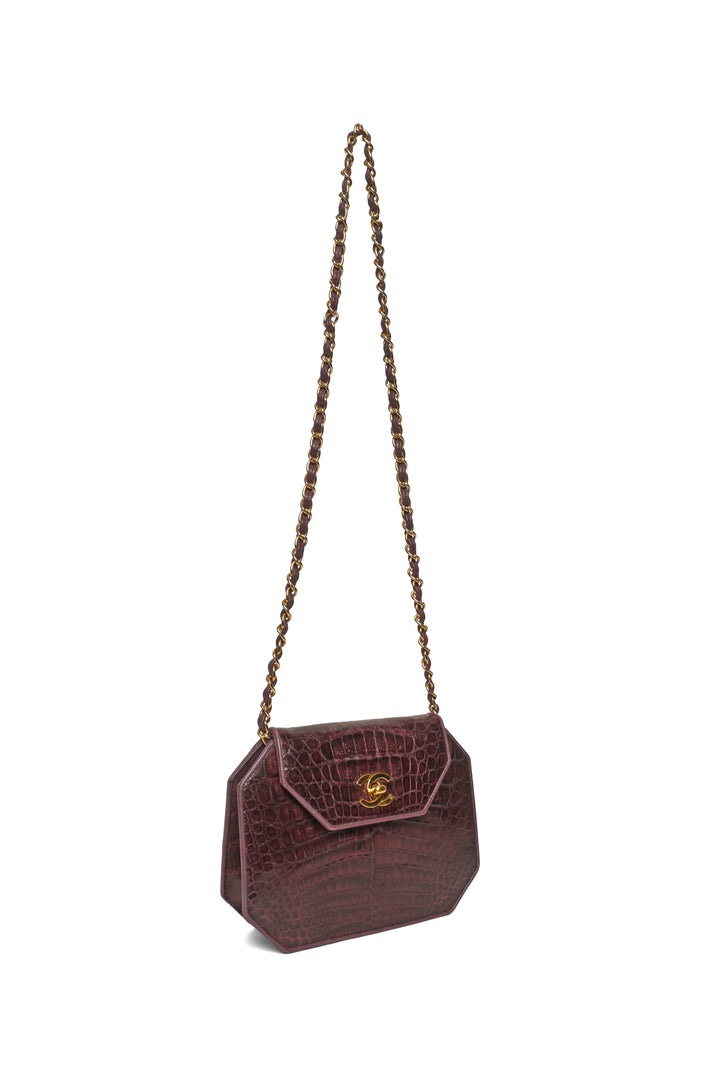 Chanel Vintage 1989-1991 Crocodile Octagon Flap Clutch Bag