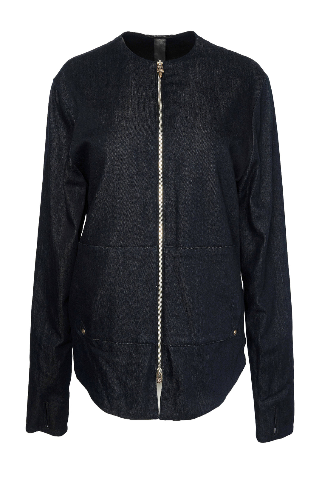 Chrome Hearts Size M Cashmere-Lined Zip Front Denim Jacket