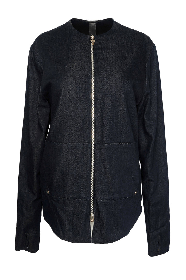 Chrome Hearts Size M Cashmere-Lined Zip Front Denim Jacket