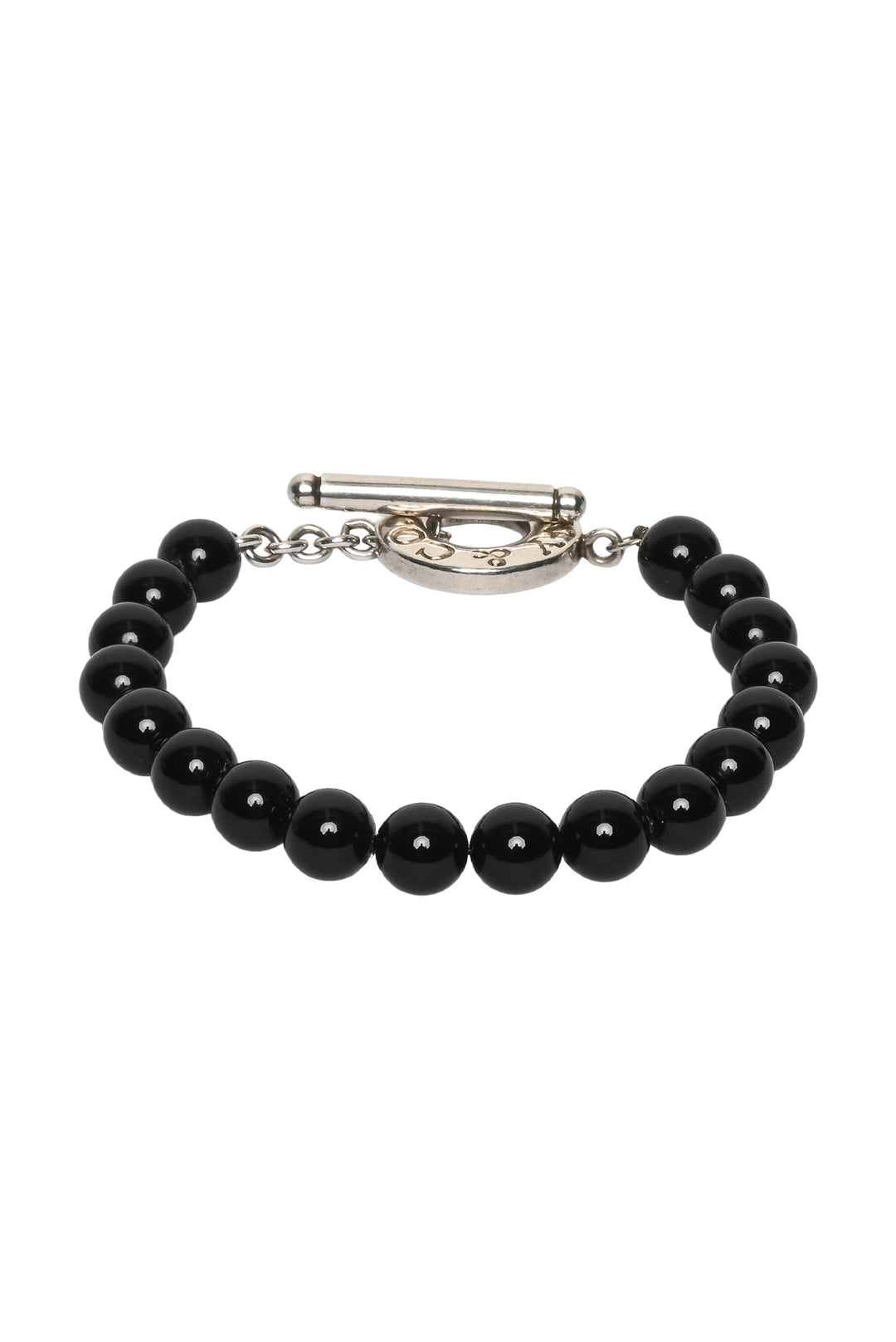 Tiffany & Co Sterling Silver Black Onyx Bead Toggle Bracelet